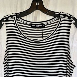 Karl Lagerfeld long B&W stripe dress